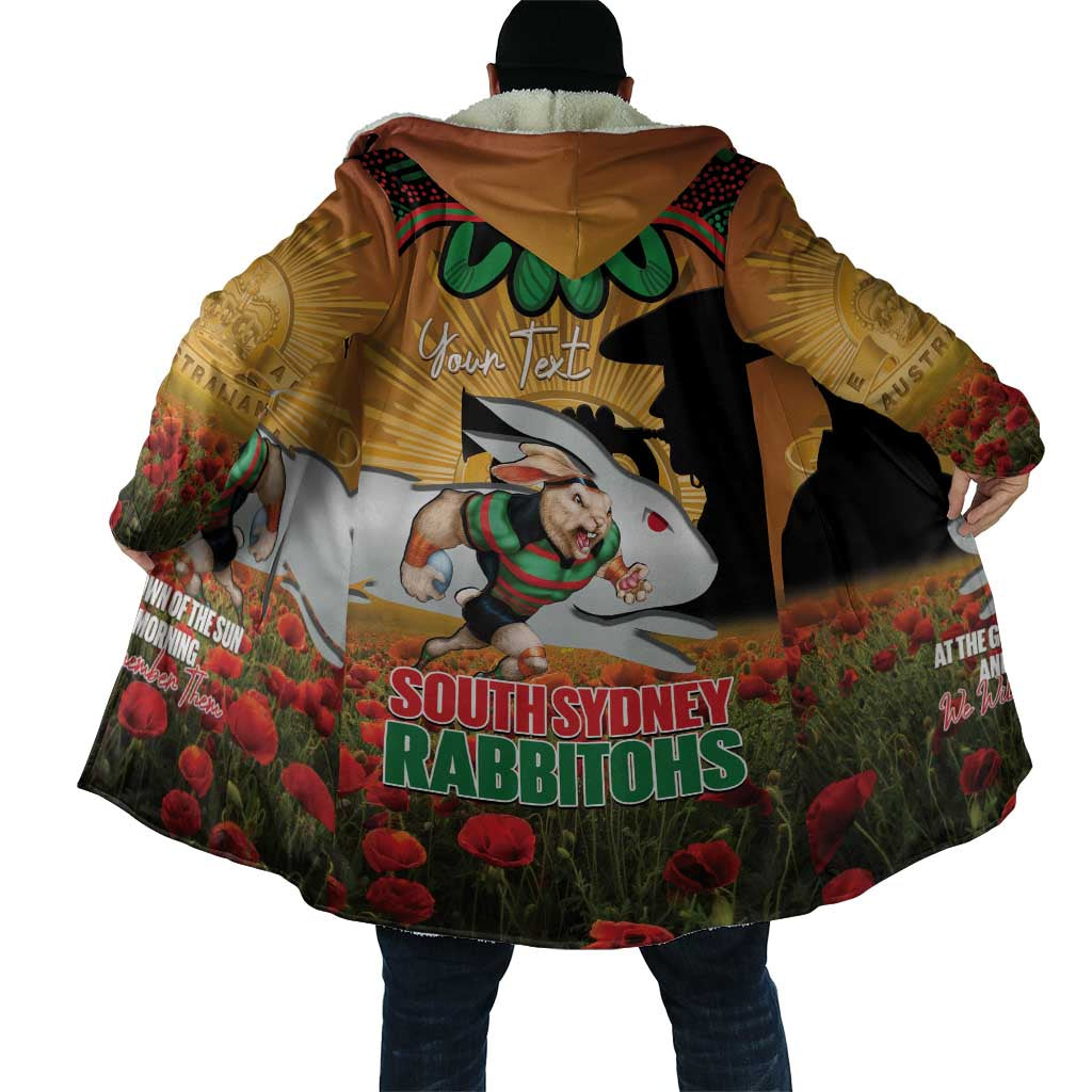 Personalised Rabbitohs Rugby ANZAC Day Cloak Last Post Poppy We Will Remember Them