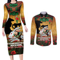 Personalised Rabbitohs Rugby ANZAC Day Couples Matching Long Sleeve Bodycon Dress and Long Sleeve Button Shirt Last Post Poppy We Will Remember Them