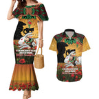 Personalised Rabbitohs Rugby ANZAC Day Couples Matching Mermaid Dress and Hawaiian Shirt Last Post Poppy We Will Remember Them