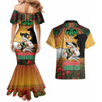 Personalised Rabbitohs Rugby ANZAC Day Couples Matching Mermaid Dress and Hawaiian Shirt Last Post Poppy We Will Remember Them