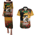 Personalised Rabbitohs Rugby ANZAC Day Couples Matching Puletasi and Hawaiian Shirt Last Post Poppy We Will Remember Them