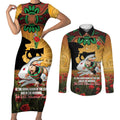 Personalised Rabbitohs Rugby ANZAC Day Couples Matching Short Sleeve Bodycon Dress and Long Sleeve Button Shirt Last Post Poppy We Will Remember Them
