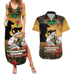 Personalised Rabbitohs Rugby ANZAC Day Couples Matching Summer Maxi Dress and Hawaiian Shirt Last Post Poppy We Will Remember Them
