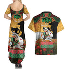 Personalised Rabbitohs Rugby ANZAC Day Couples Matching Summer Maxi Dress and Hawaiian Shirt Last Post Poppy We Will Remember Them