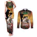 Personalised Rabbitohs Rugby ANZAC Day Couples Matching Tank Maxi Dress and Long Sleeve Button Shirt Last Post Poppy We Will Remember Them