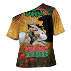 Personalised Rabbitohs Rugby ANZAC Day Cross Shoulder Shirt Last Post Poppy We Will Remember Them
