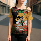 Personalised Rabbitohs Rugby ANZAC Day Cross Shoulder Shirt Last Post Poppy We Will Remember Them