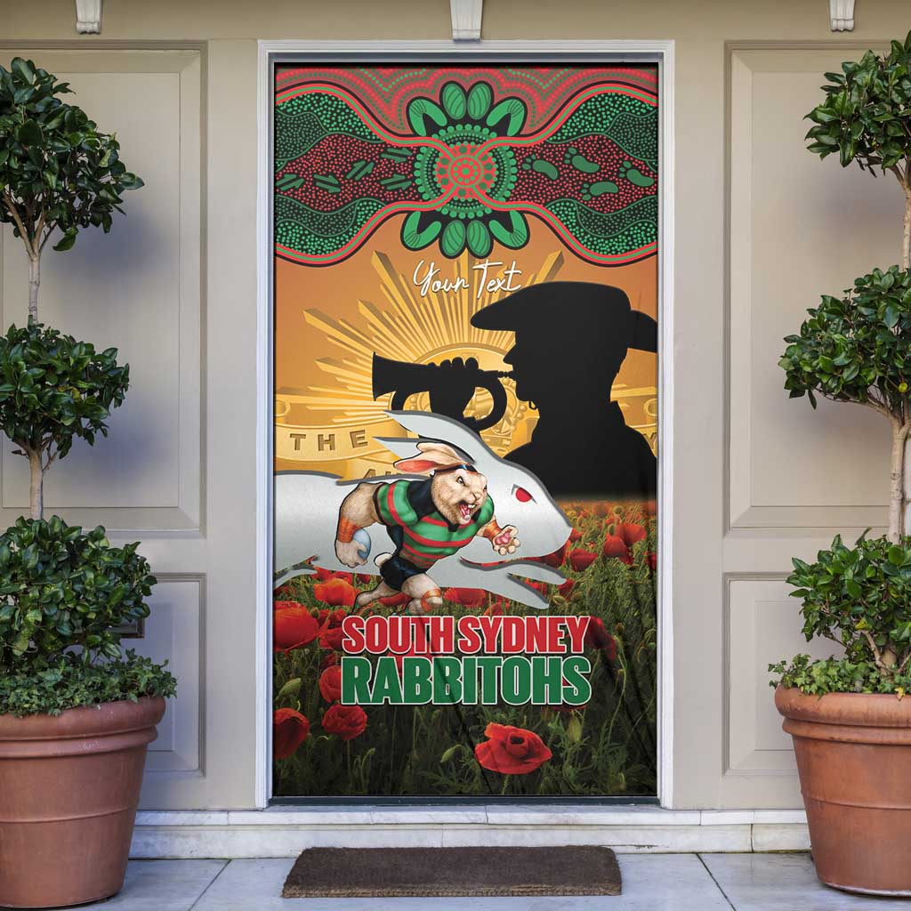 Personalised Rabbitohs Rugby ANZAC Day Door Cover Last Post Poppy We Will Remember Them