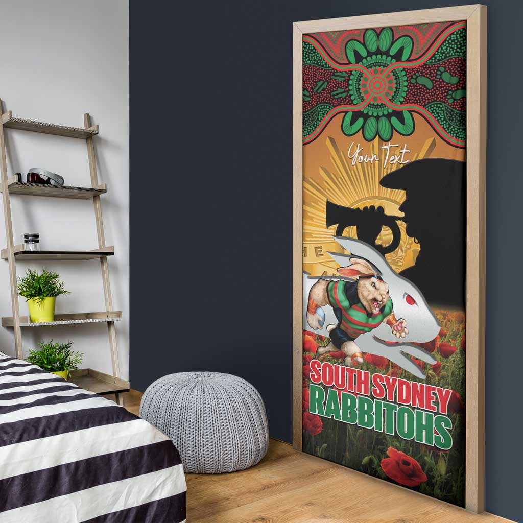 Personalised Rabbitohs Rugby ANZAC Day Door Cover Last Post Poppy We Will Remember Them