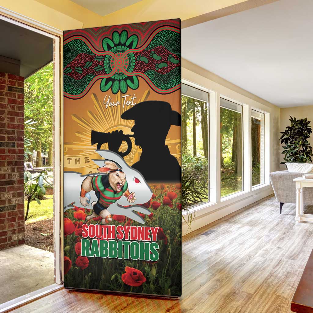 Personalised Rabbitohs Rugby ANZAC Day Door Cover Last Post Poppy We Will Remember Them