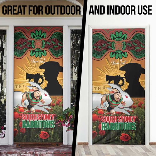 Personalised Rabbitohs Rugby ANZAC Day Door Cover Last Post Poppy We Will Remember Them