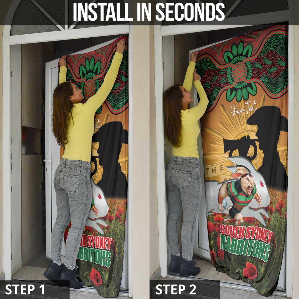 Personalised Rabbitohs Rugby ANZAC Day Door Cover Last Post Poppy We Will Remember Them
