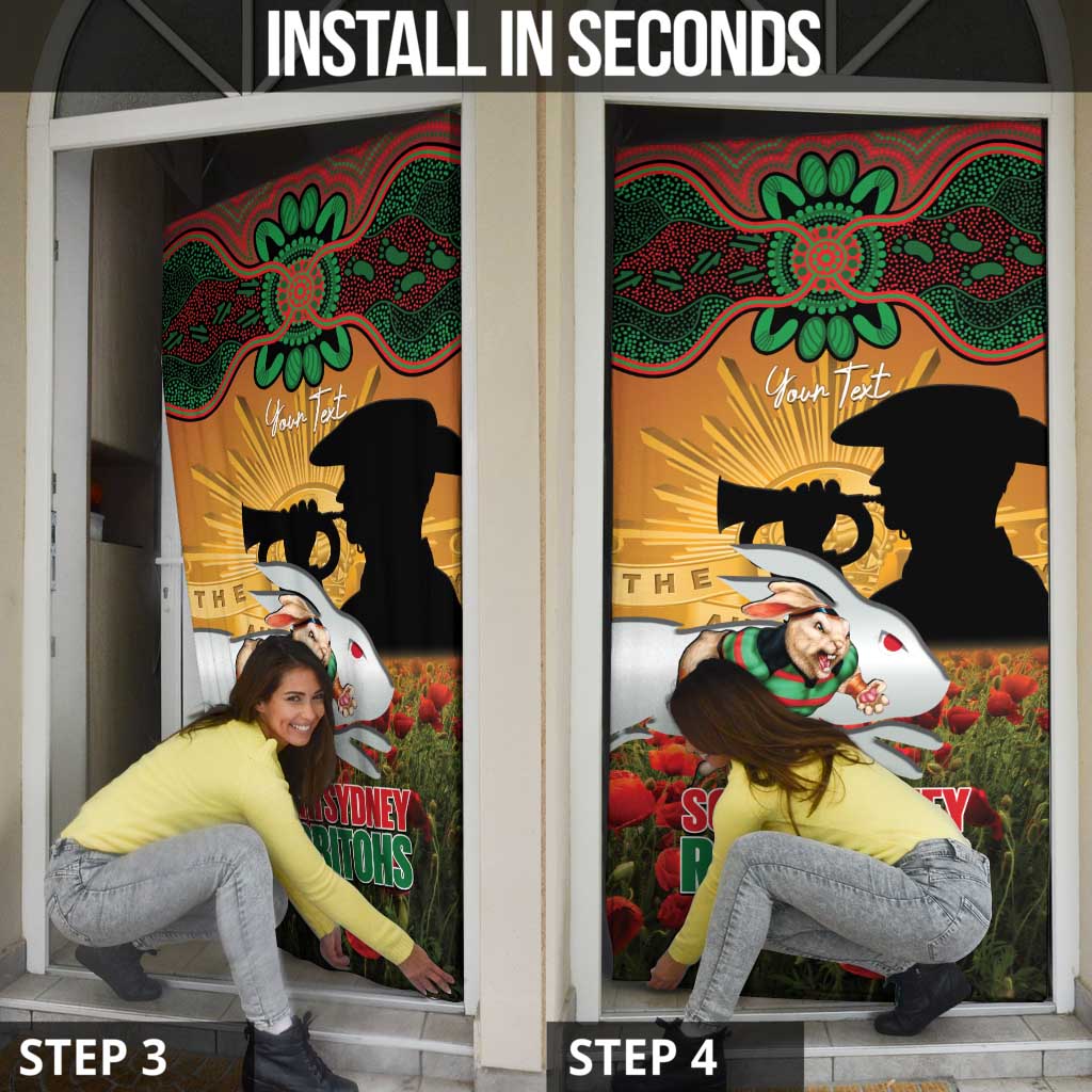 Personalised Rabbitohs Rugby ANZAC Day Door Cover Last Post Poppy We Will Remember Them