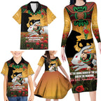 Personalised Rabbitohs Rugby ANZAC Day Family Matching Long Sleeve Bodycon Dress and Hawaiian Shirt Last Post Poppy We Will Remember Them