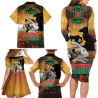 Personalised Rabbitohs Rugby ANZAC Day Family Matching Long Sleeve Bodycon Dress and Hawaiian Shirt Last Post Poppy We Will Remember Them