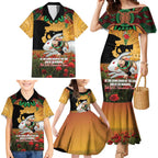 Personalised Rabbitohs Rugby ANZAC Day Family Matching Mermaid Dress and Hawaiian Shirt Last Post Poppy We Will Remember Them