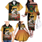 Personalised Rabbitohs Rugby ANZAC Day Family Matching Off The Shoulder Long Sleeve Dress and Hawaiian Shirt Last Post Poppy We Will Remember Them
