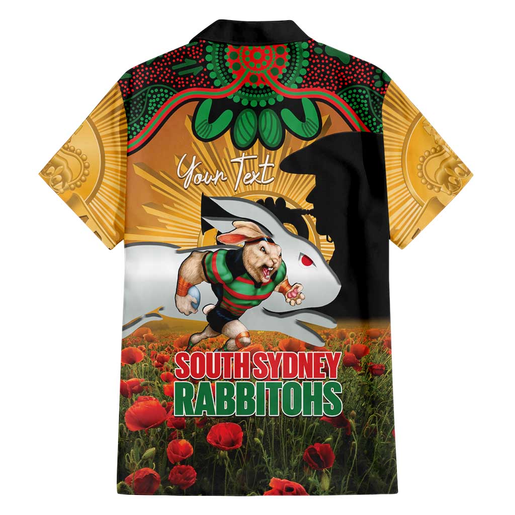 Personalised Rabbitohs Rugby ANZAC Day Family Matching Off The Shoulder Long Sleeve Dress and Hawaiian Shirt Last Post Poppy We Will Remember Them