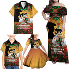 Personalised Rabbitohs Rugby ANZAC Day Family Matching Off Shoulder Maxi Dress and Hawaiian Shirt Last Post Poppy We Will Remember Them