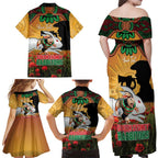 Personalised Rabbitohs Rugby ANZAC Day Family Matching Off Shoulder Maxi Dress and Hawaiian Shirt Last Post Poppy We Will Remember Them