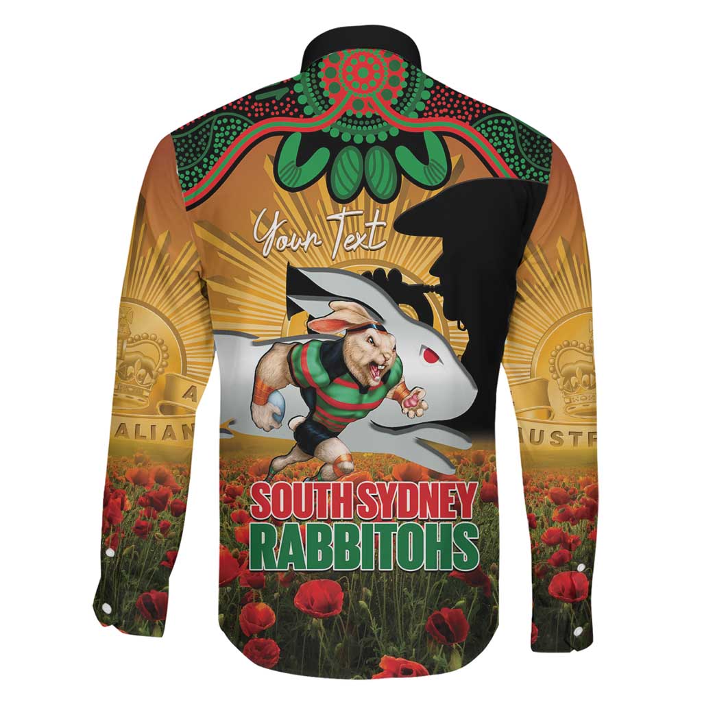 Personalised Rabbitohs Rugby ANZAC Day Family Matching Off Shoulder Maxi Dress and Hawaiian Shirt Last Post Poppy We Will Remember Them