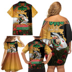 Personalised Rabbitohs Rugby ANZAC Day Family Matching Off Shoulder Short Dress and Hawaiian Shirt Last Post Poppy We Will Remember Them
