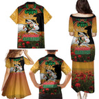 Personalised Rabbitohs Rugby ANZAC Day Family Matching Puletasi and Hawaiian Shirt Last Post Poppy We Will Remember Them