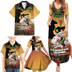 Personalised Rabbitohs Rugby ANZAC Day Family Matching Summer Maxi Dress and Hawaiian Shirt Last Post Poppy We Will Remember Them