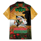 Personalised Rabbitohs Rugby ANZAC Day Family Matching Summer Maxi Dress and Hawaiian Shirt Last Post Poppy We Will Remember Them