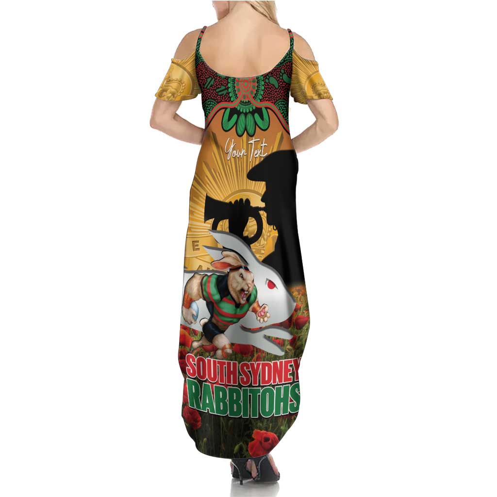 Personalised Rabbitohs Rugby ANZAC Day Family Matching Summer Maxi Dress and Hawaiian Shirt Last Post Poppy We Will Remember Them
