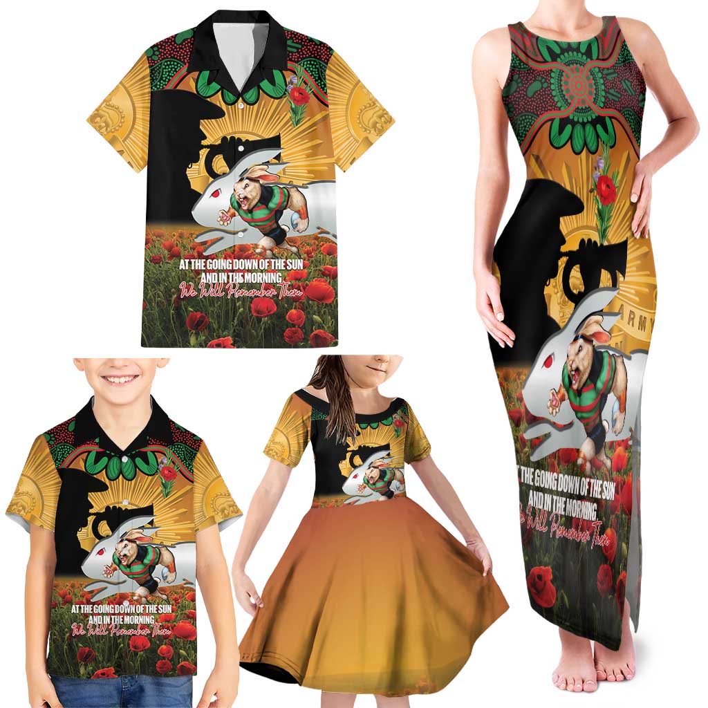 Personalised Rabbitohs Rugby ANZAC Day Family Matching Tank Maxi Dress and Hawaiian Shirt Last Post Poppy We Will Remember Them
