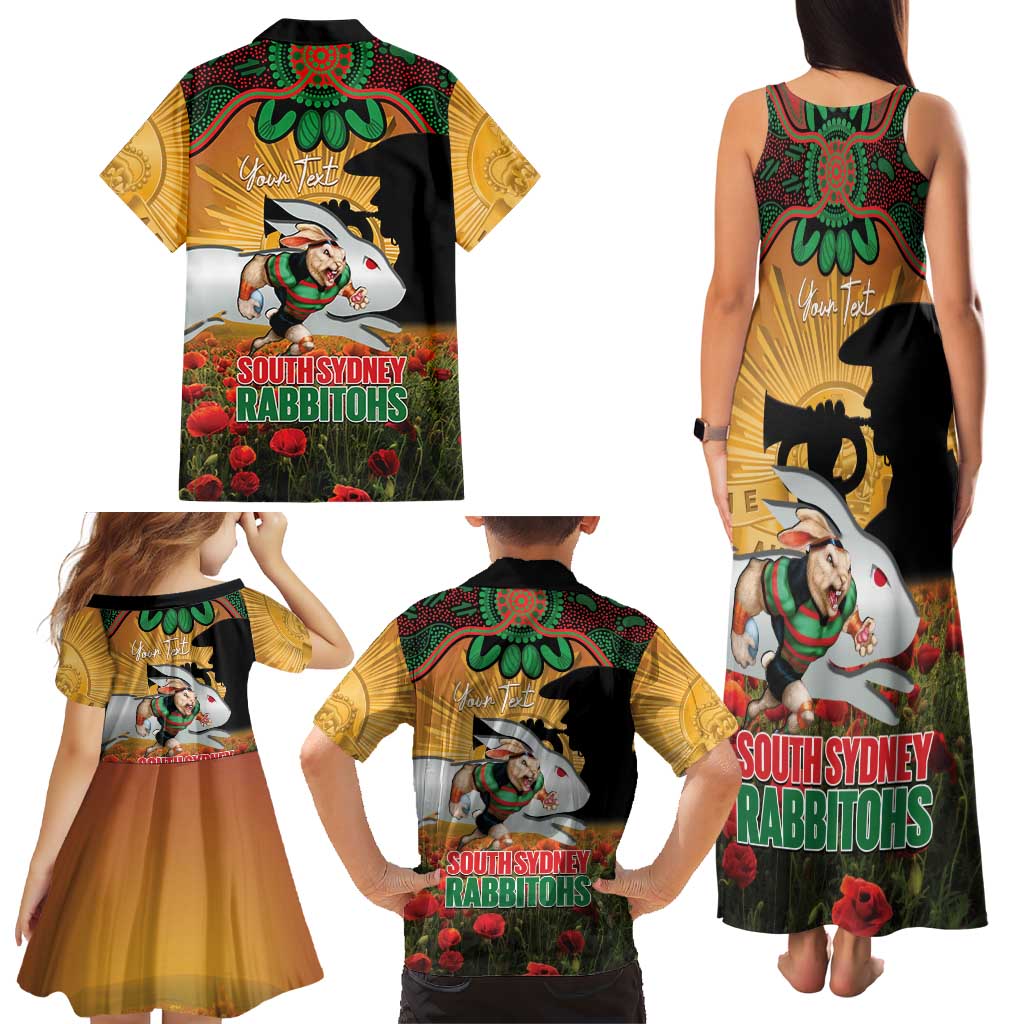Personalised Rabbitohs Rugby ANZAC Day Family Matching Tank Maxi Dress and Hawaiian Shirt Last Post Poppy We Will Remember Them