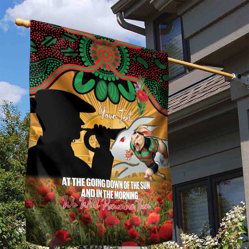 Personalised Rabbitohs Rugby ANZAC Day Garden Flag Last Post Poppy We Will Remember Them