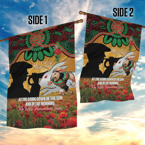 Personalised Rabbitohs Rugby ANZAC Day Garden Flag Last Post Poppy We Will Remember Them
