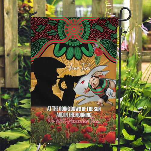 Personalised Rabbitohs Rugby ANZAC Day Garden Flag Last Post Poppy We Will Remember Them