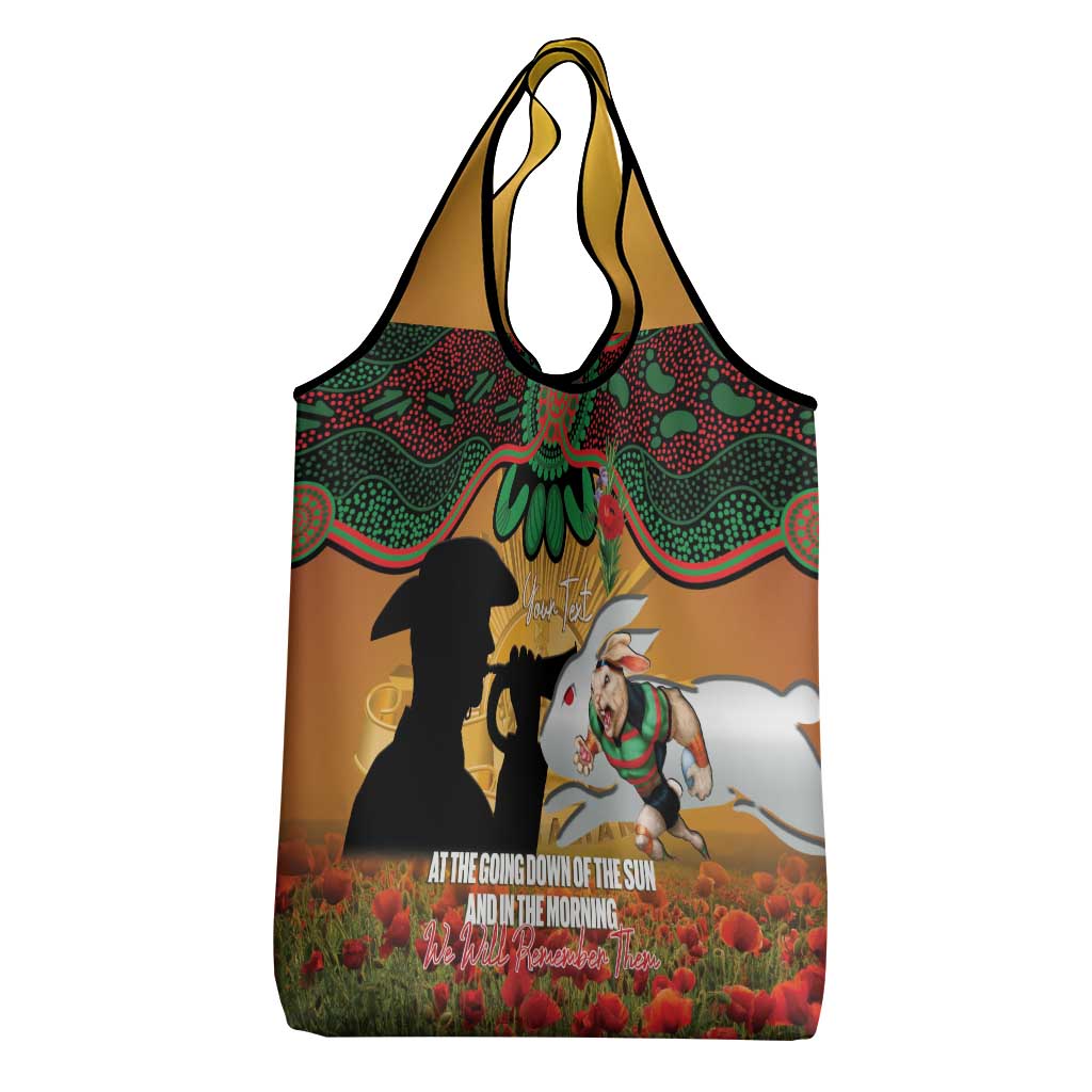 Personalised Rabbitohs Rugby ANZAC Day Grocery Bag Last Post Poppy We Will Remember Them
