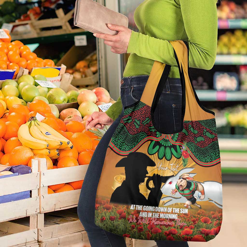 Personalised Rabbitohs Rugby ANZAC Day Grocery Bag Last Post Poppy We Will Remember Them