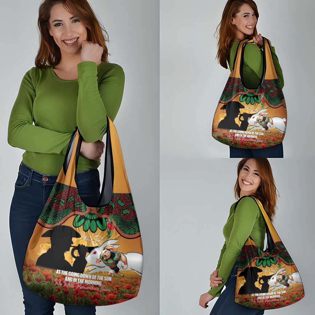 Personalised Rabbitohs Rugby ANZAC Day Grocery Bag Last Post Poppy We Will Remember Them