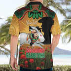 Personalised Rabbitohs Rugby ANZAC Day Hawaiian Shirt Last Post Poppy We Will Remember Them