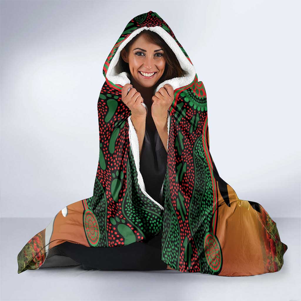 Personalised Rabbitohs Rugby ANZAC Day Hooded Blanket Last Post Poppy We Will Remember Them