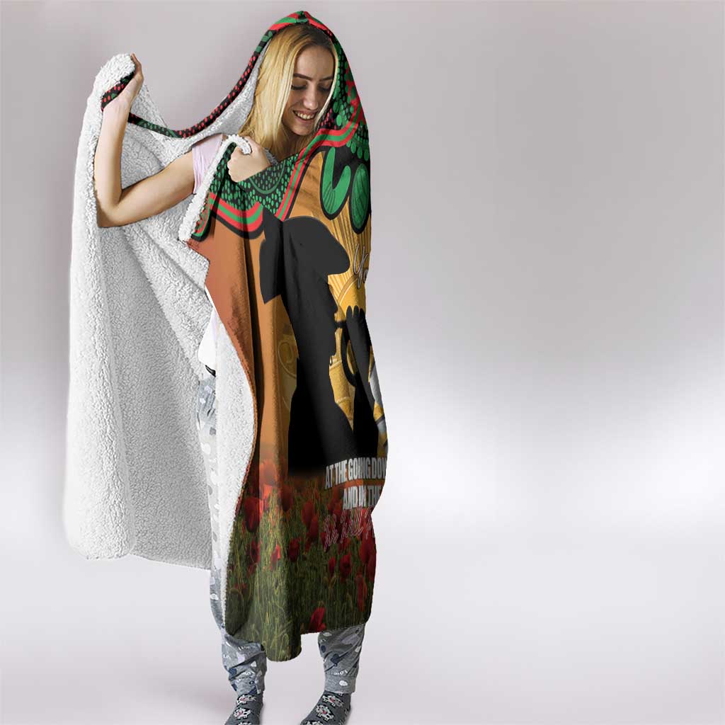 Personalised Rabbitohs Rugby ANZAC Day Hooded Blanket Last Post Poppy We Will Remember Them