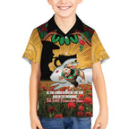 Personalised Rabbitohs Rugby ANZAC Day Kid Hawaiian Shirt Last Post Poppy We Will Remember Them