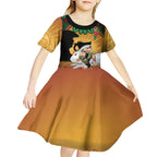Personalised Rabbitohs Rugby ANZAC Day Kid Short Sleeve Dress Last Post Poppy We Will Remember Them