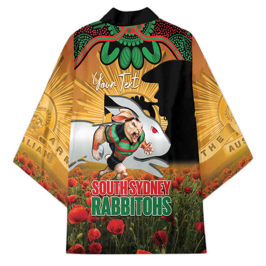 Personalised Rabbitohs Rugby ANZAC Day Kimono Last Post Poppy We Will Remember Them
