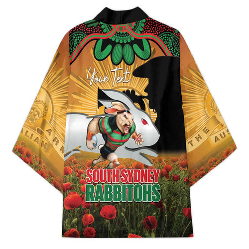 Personalised Rabbitohs Rugby ANZAC Day Kimono Last Post Poppy We Will Remember Them