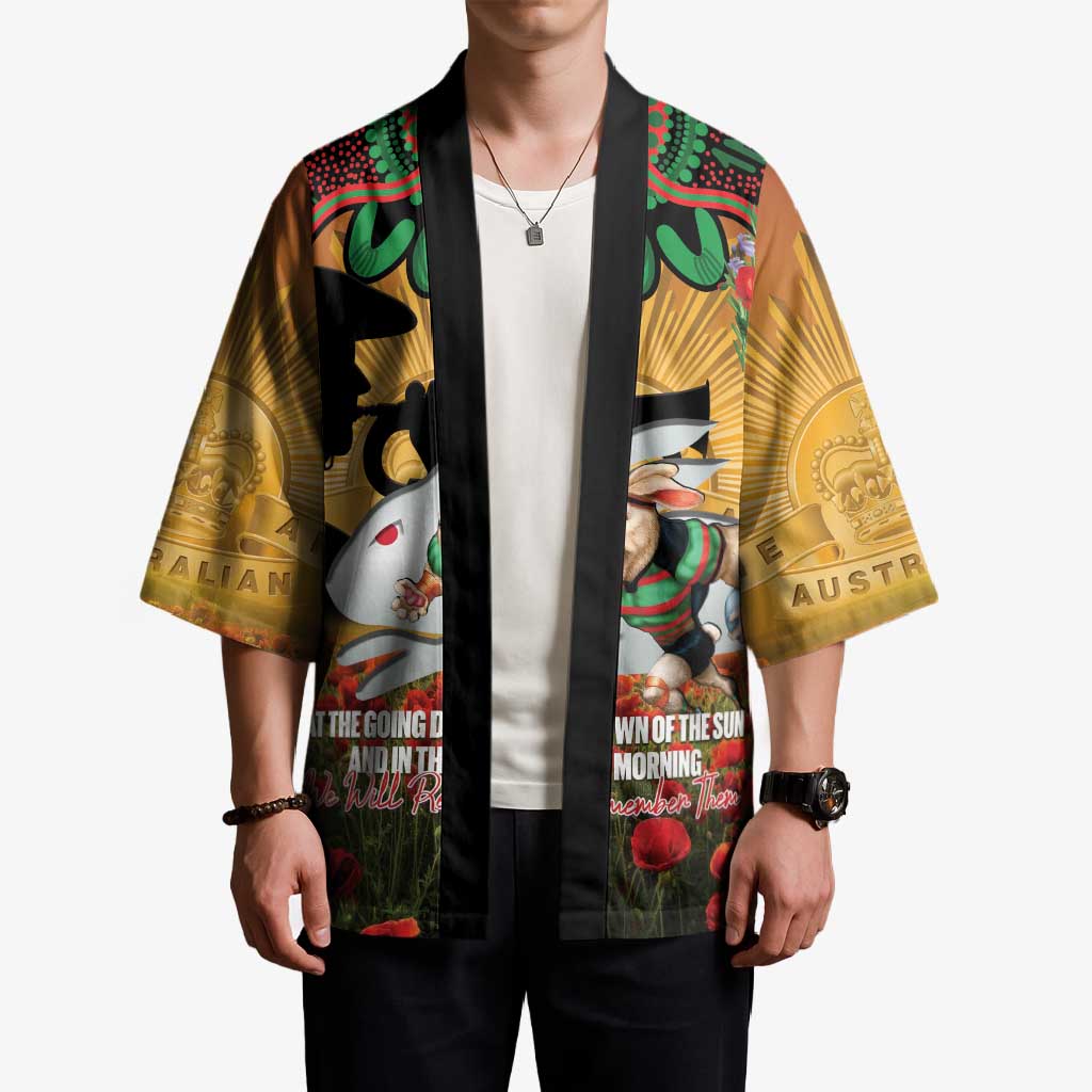 Personalised Rabbitohs Rugby ANZAC Day Kimono Last Post Poppy We Will Remember Them