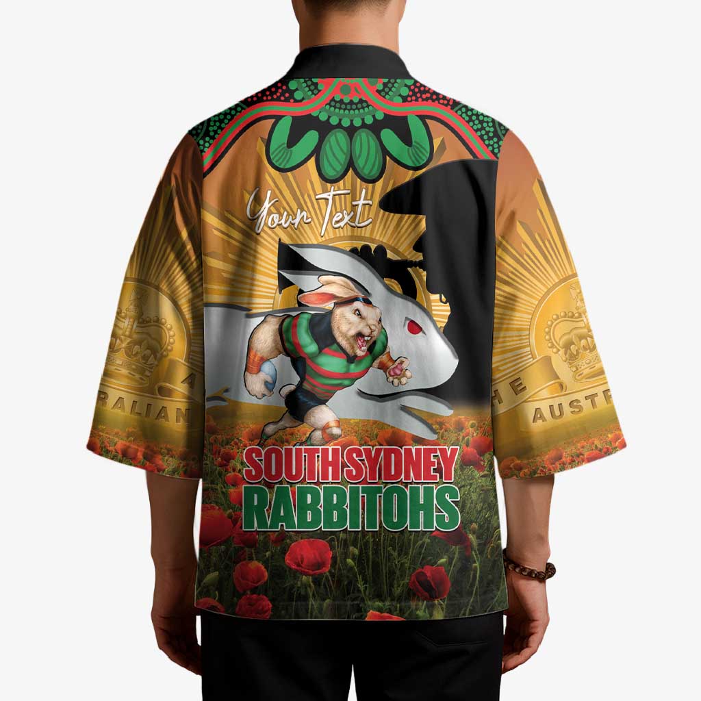 Personalised Rabbitohs Rugby ANZAC Day Kimono Last Post Poppy We Will Remember Them