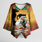 Personalised Rabbitohs Rugby ANZAC Day Kimono Sleeve Blouse Last Post Poppy We Will Remember Them