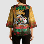 Personalised Rabbitohs Rugby ANZAC Day Kimono Sleeve Blouse Last Post Poppy We Will Remember Them