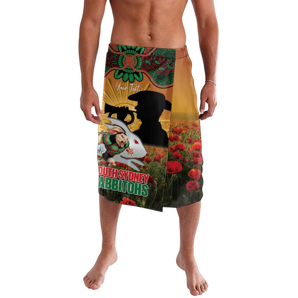 Personalised Rabbitohs Rugby ANZAC Day Lavalava Last Post Poppy We Will Remember Them